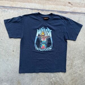 World Industries Vintage Skate T-Shirt Navy Blue Y2K Skateboarding Tee Youth XL